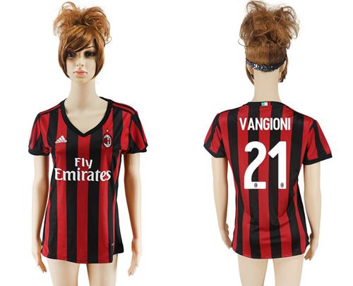 Women's AC Milan #21 Vangioni Home Soccer Club Jersey - Click Image to Close